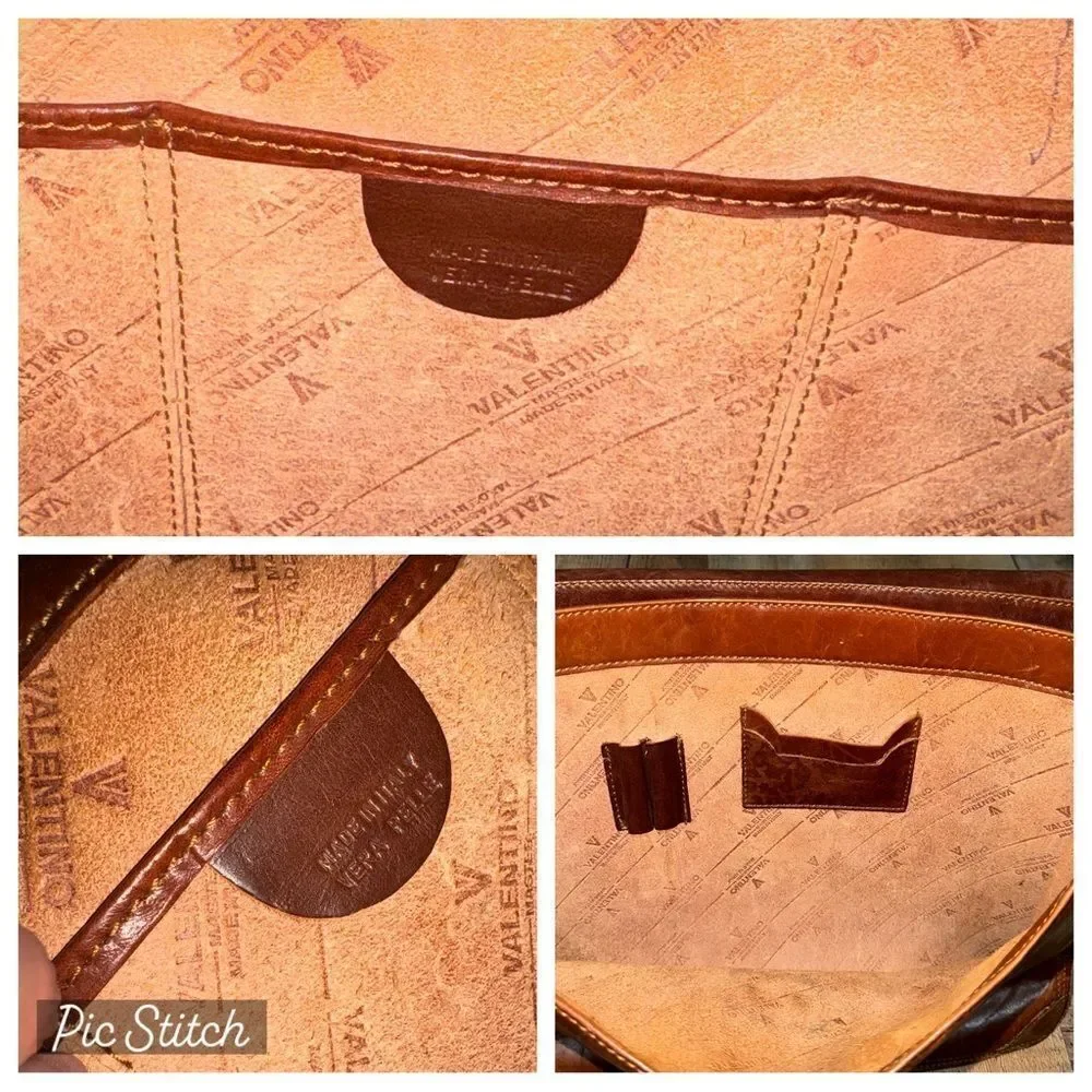 Vintage VALENTINO Leather Briefcase Document Bag With Working Key COA